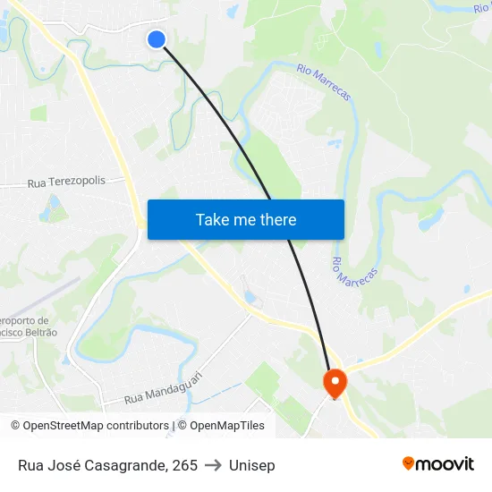 Rua José Casagrande, 265 to Unisep map
