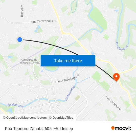 Rua Teodoro Zanata, 605 to Unisep map