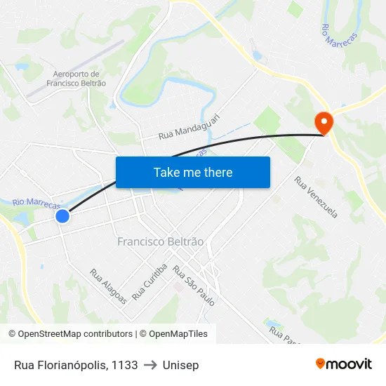 Rua Florianópolis, 1133 to Unisep map