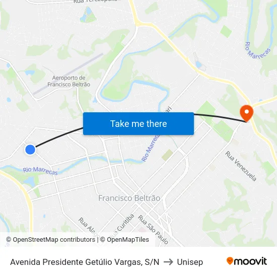 Avenida Presidente Getúlio Vargas, S/N to Unisep map