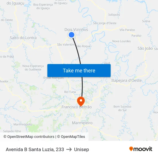 Avenida B Santa Luzia, 233 to Unisep map