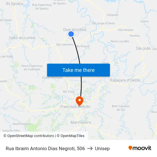 Rua Ibraim Antonio Dias Negroti, 506 to Unisep map