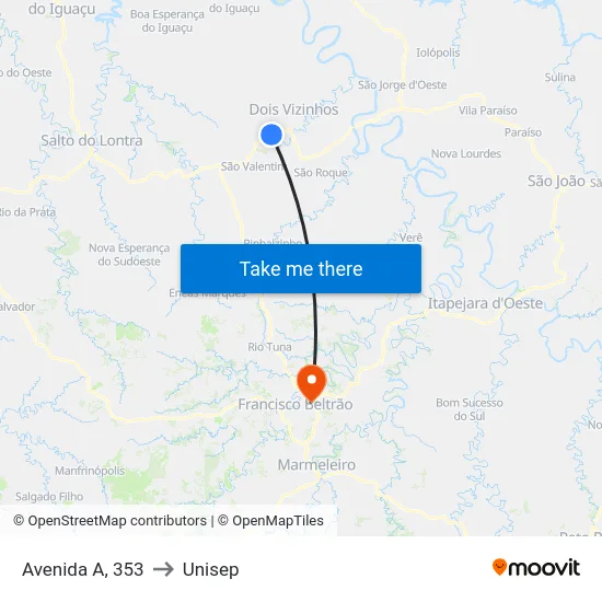 Avenida A, 353 to Unisep map
