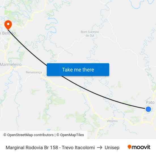 Marginal Rodovia Br 158 - Trevo Itacolomi to Unisep map