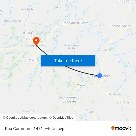 Rua Caramuru, 1471 to Unisep map