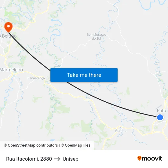Rua Itacolomi, 2880 to Unisep map