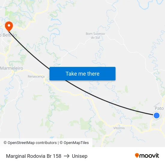 Marginal Rodovia Br 158 to Unisep map