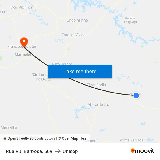 Rua Rui Barbosa, 509 to Unisep map