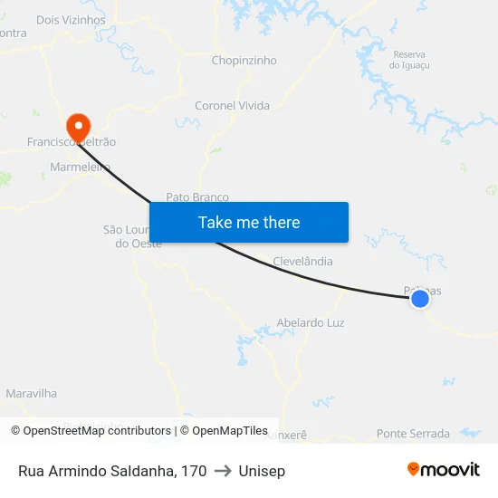 Rua Armindo Saldanha, 170 to Unisep map