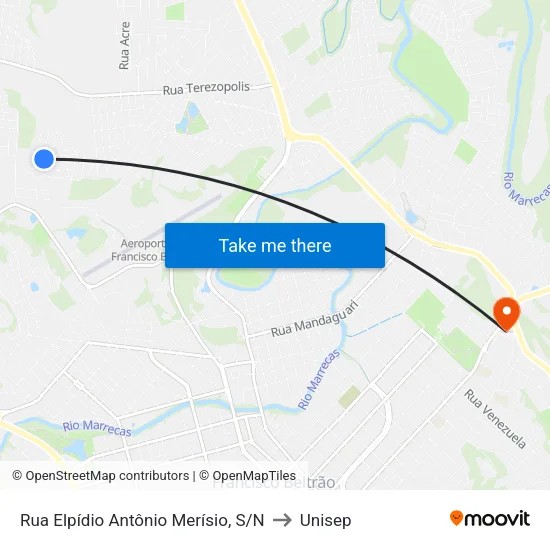 Rua Elpídio Antônio Merísio, S/N to Unisep map