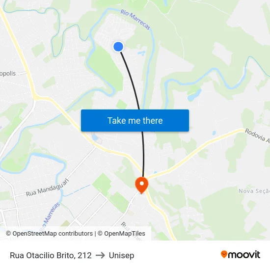 Rua Otacilio Brito, 212 to Unisep map