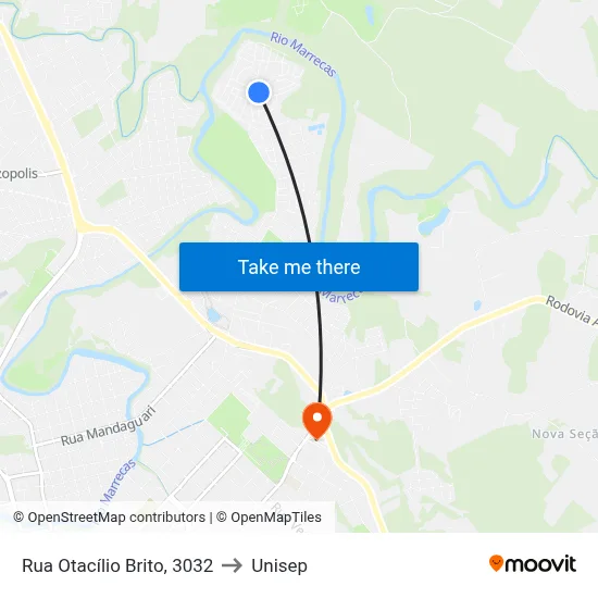 Rua Otacílio Brito, 3032 to Unisep map