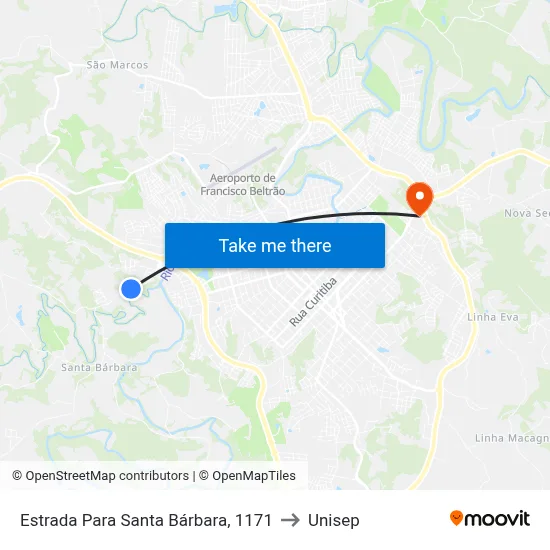 Estrada Para Santa Bárbara, 1171 to Unisep map