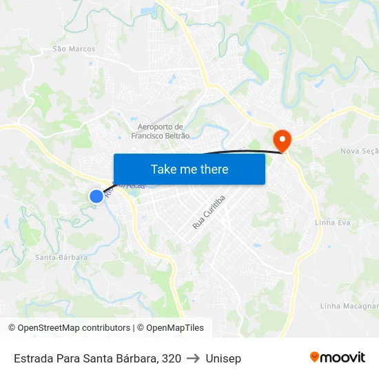 Estrada Para Santa Bárbara, 320 to Unisep map