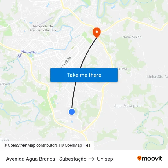 Avenida Agua Branca - Subestação to Unisep map