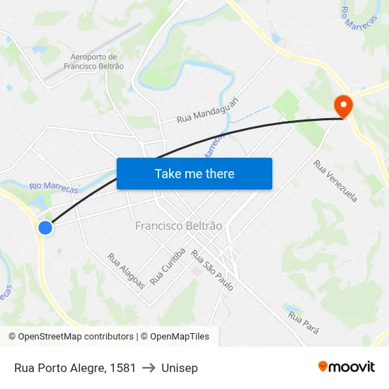 Rua Porto Alegre, 1581 to Unisep map