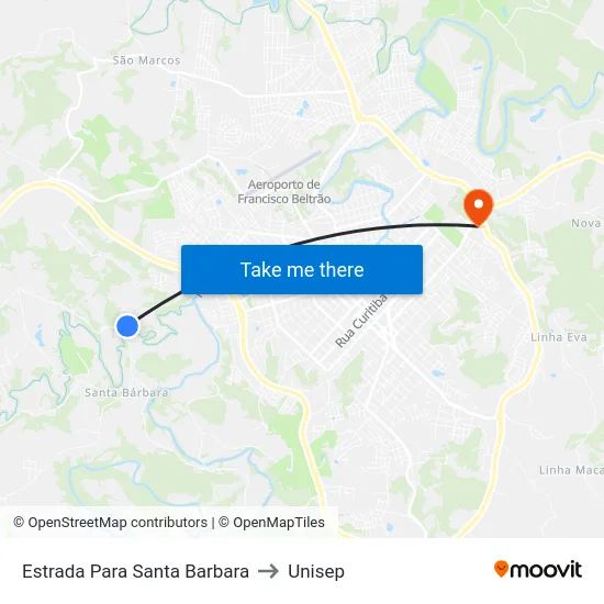 Estrada Para Santa Barbara to Unisep map