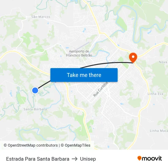 Estrada Para Santa Barbara to Unisep map