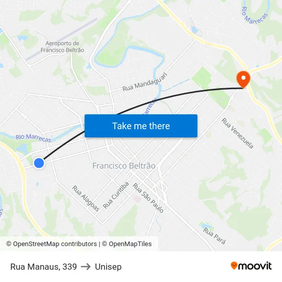 Rua Manaus, 339 to Unisep map