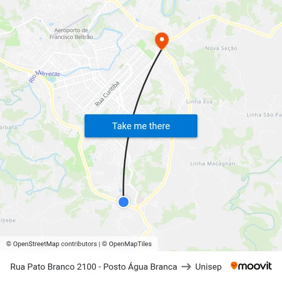 Rua Pato Branco 2100 - Posto Água Branca to Unisep map