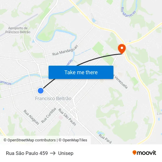 Rua São Paulo 459 to Unisep map