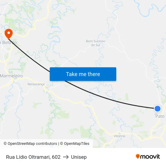 Rua Lídio Oltramari, 602 to Unisep map