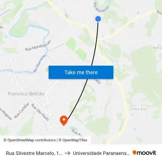 Rua Silvestre Marcelo, 165 - Ubs to Universidade Paranaense Unipar map