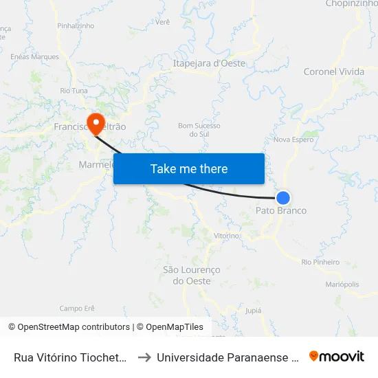 Rua Vitórino Tiocheta, 625 to Universidade Paranaense Unipar map