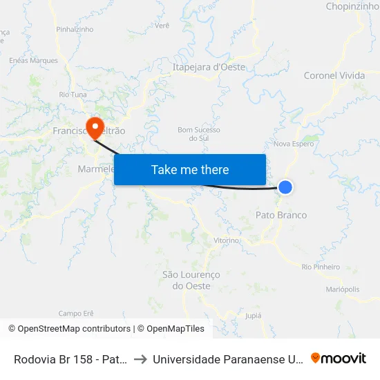 Rodovia Br 158 - Patolux to Universidade Paranaense Unipar map
