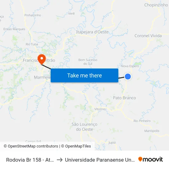 Rodovia Br 158 - Atlas to Universidade Paranaense Unipar map