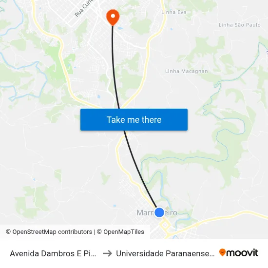 Avenida Dambros E Piva, 810 to Universidade Paranaense Unipar map