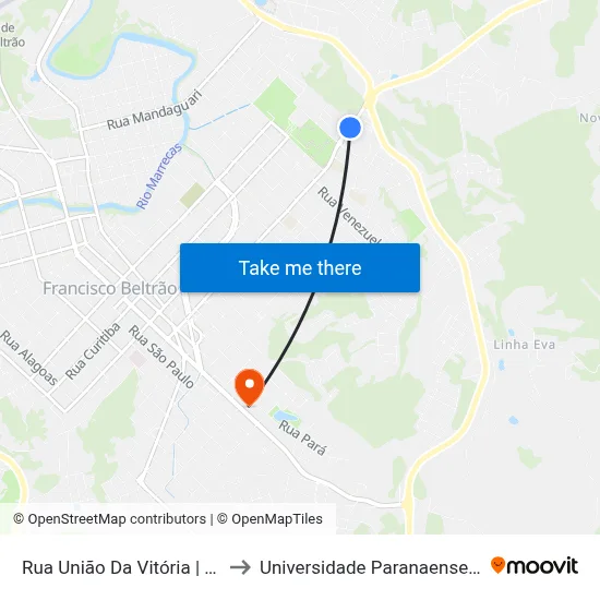Rua União Da Vitória | Unisep to Universidade Paranaense Unipar map