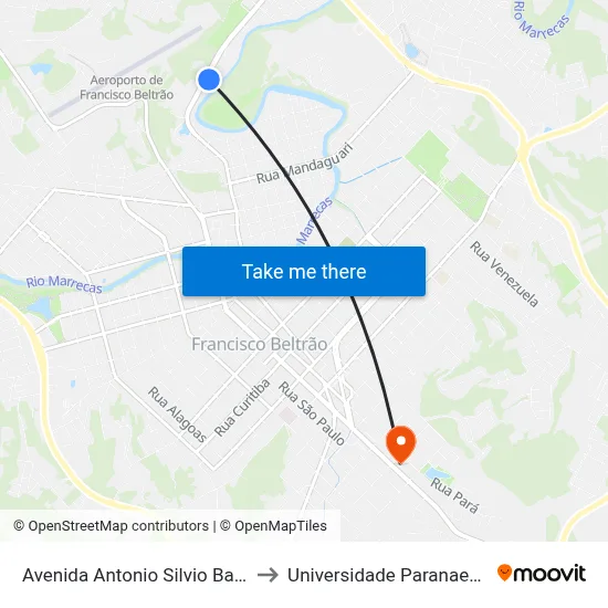 Avenida Antonio Silvio Barbieri, 1381 to Universidade Paranaense Unipar map