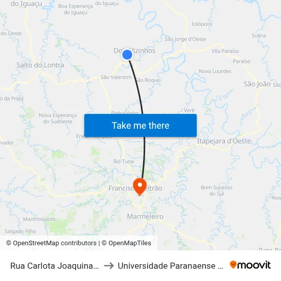 Rua Carlota Joaquina., 162 to Universidade Paranaense Unipar map