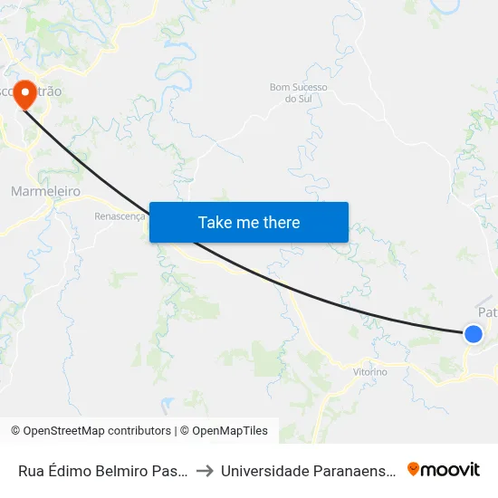 Rua Édimo Belmiro Pastro, 518 to Universidade Paranaense Unipar map