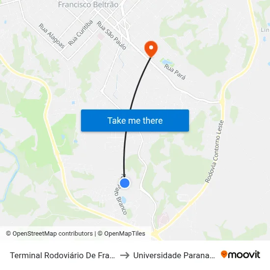 Terminal Rodoviário De Francisco Beltrão to Universidade Paranaense Unipar map