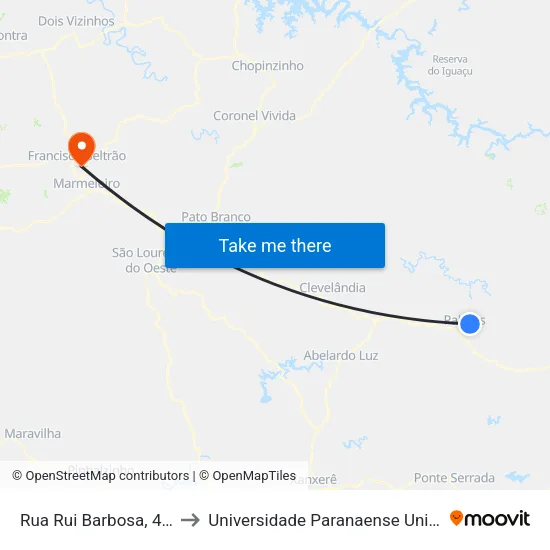 Rua Rui Barbosa, 495 to Universidade Paranaense Unipar map