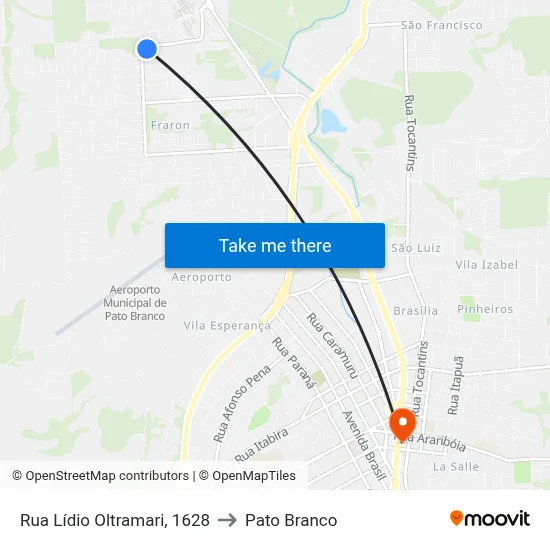 Rua Lídio Oltramari, 1628 to Pato Branco map