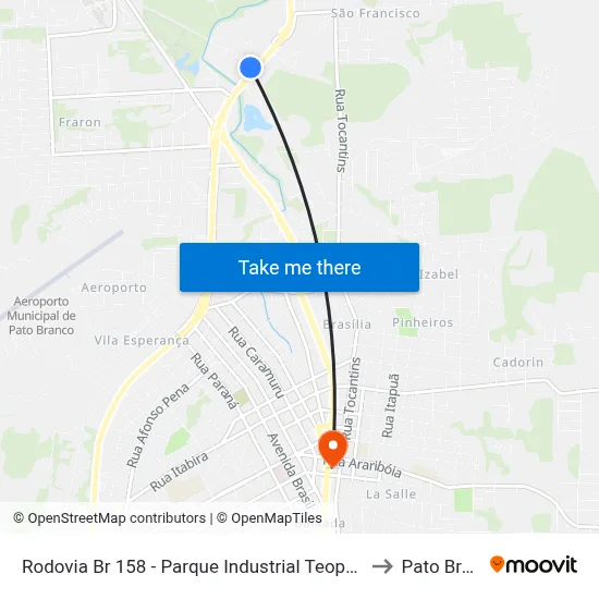 Rodovia Br 158 - Parque Industrial Teophilo Petrikosi to Pato Branco map