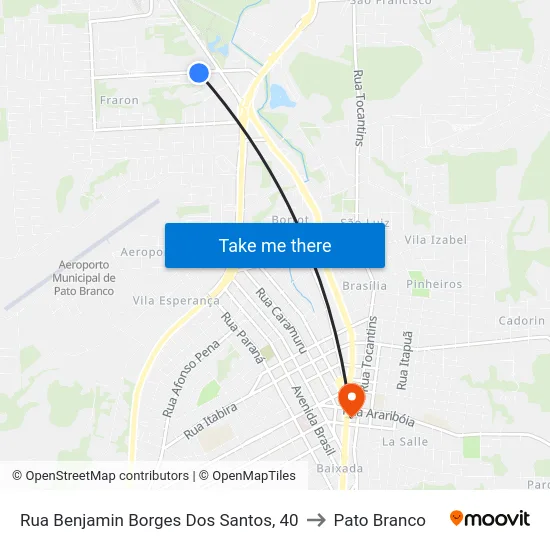 Rua Benjamin Borges Dos Santos, 40 to Pato Branco map