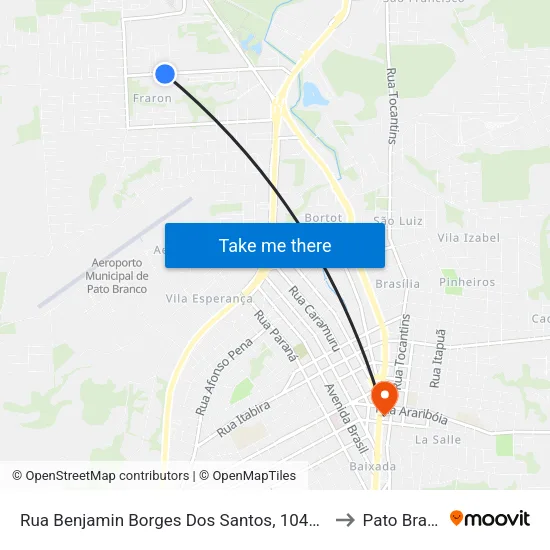 Rua Benjamin Borges Dos Santos, 1042 - Fadep to Pato Branco map