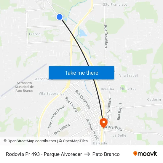 Rodovia Pr 493 - Parque Alvorecer to Pato Branco map