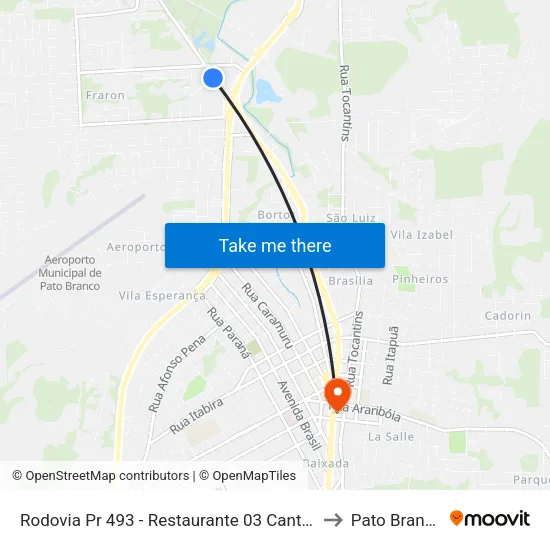 Rodovia Pr 493 - Restaurante 03 Cantos to Pato Branco map