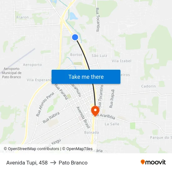 Avenida Tupi, 458 to Pato Branco map