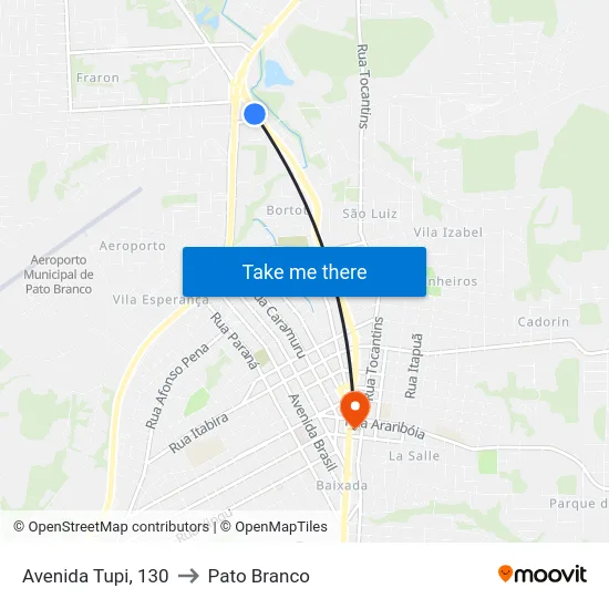 Avenida Tupi, 130 to Pato Branco map