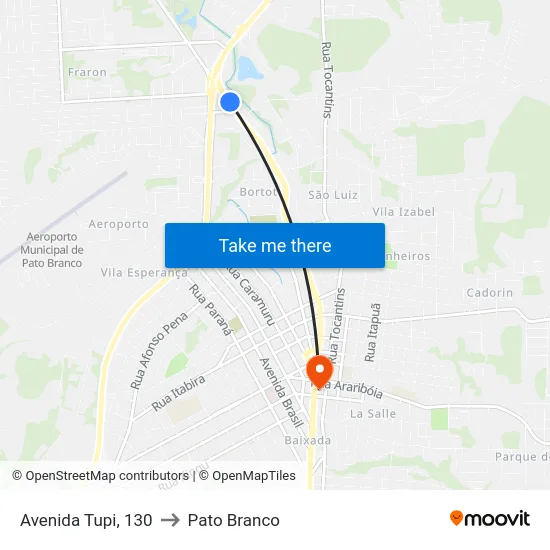 Avenida Tupi, 130 to Pato Branco map