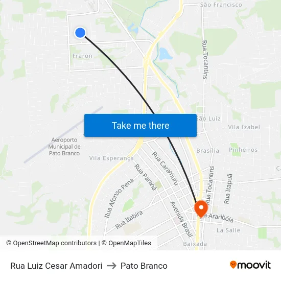 Rua Luiz Cesar Amadori to Pato Branco map