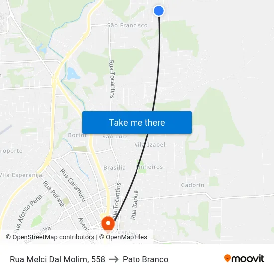 Rua Melci Dal Molim, 558 to Pato Branco map