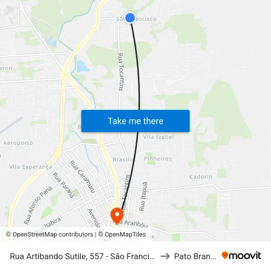Rua Artibando Sutile, 557 - São Francisco to Pato Branco map