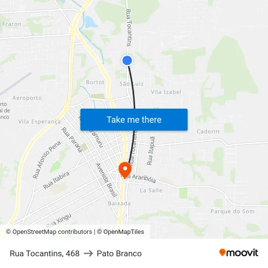 Rua Tocantins, 468 to Pato Branco map